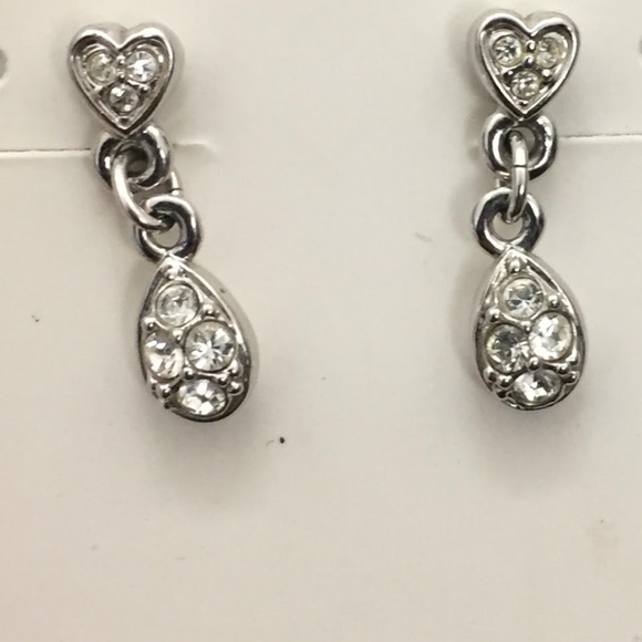 Swarovski Silver Crystal Heart Dangle Earrings - Picture 5 of 5